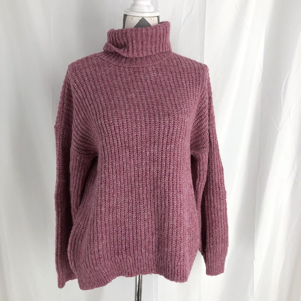 Old Navy, Women's, Tunic Length, Turtle Neck Sweater, Ribbed, Pink, Size Medium